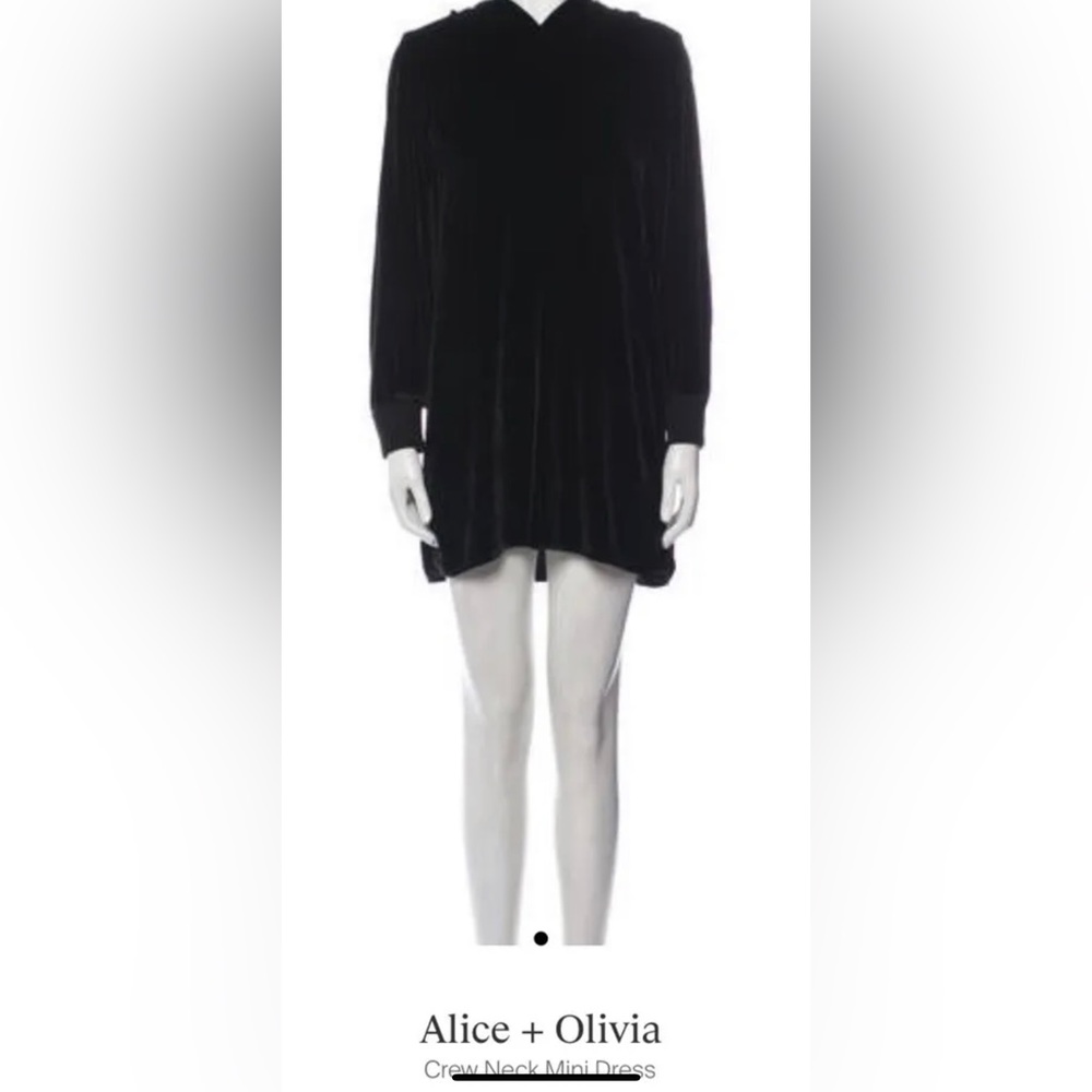 Alice + Olivia Velvet Crew Neck Mini Dress Size L